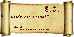 Rimóczi Dezső névjegykártya